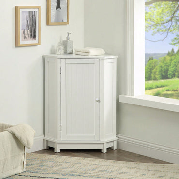 Modern Triangle Corner Bathroom Cabinet With Adjustable Shelf - Black MDF Storage Solution