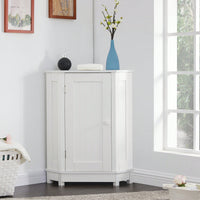 Modern Triangle Corner Bathroom Cabinet With Adjustable Shelf - Black MDF Storage Solution