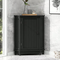 Modern Triangle Corner Bathroom Cabinet With Adjustable Shelf - Black MDF Storage Solution
