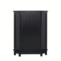 Modern Triangle Corner Bathroom Cabinet With Adjustable Shelf - Black MDF Storage Solution