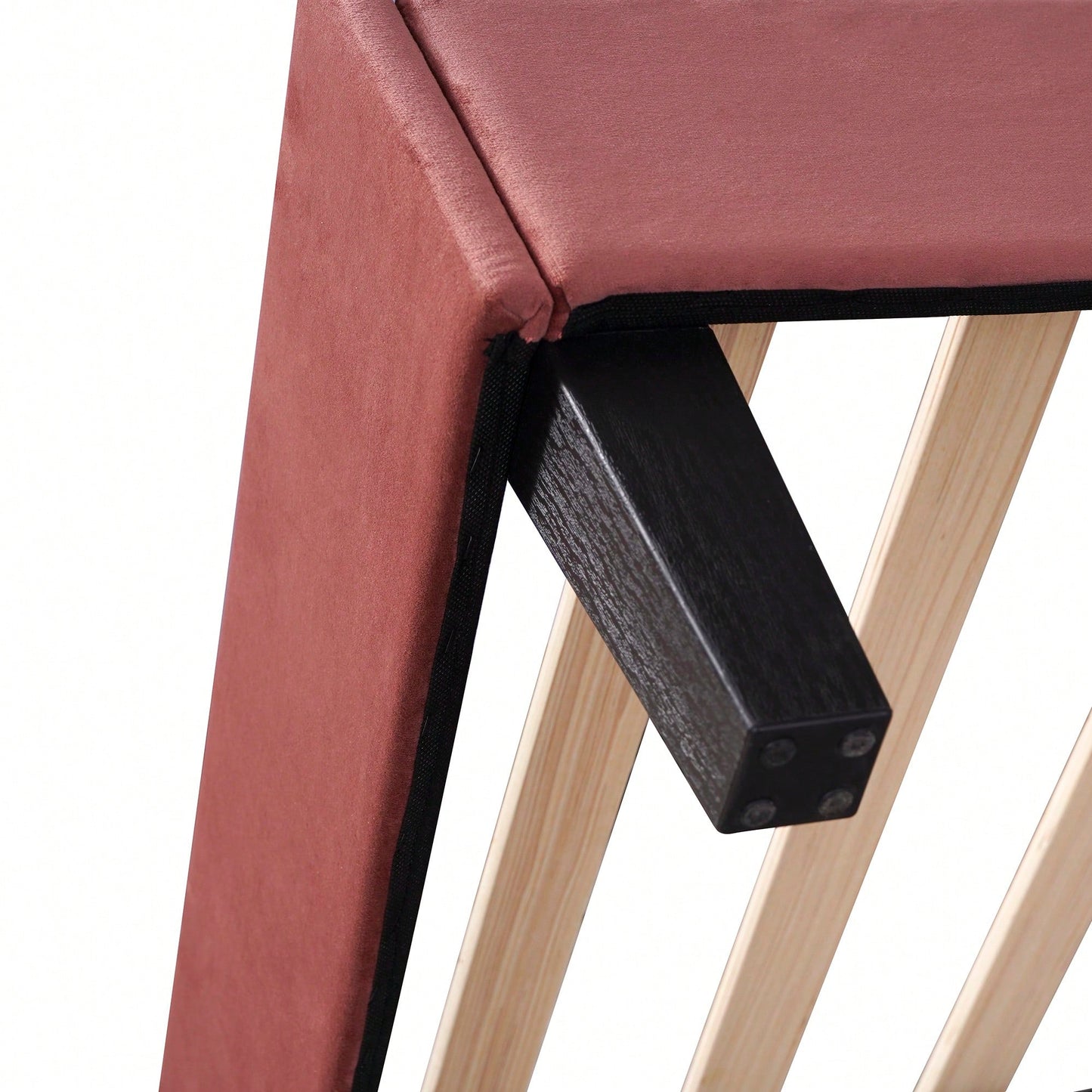 Floral Velvet Upholstered Queen Size Platform Bed In Bean Paste Red