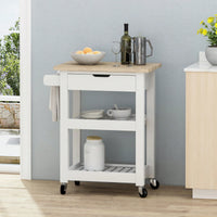 Versatile Wooden Kitchen Cart With Storage And Wheels For Easy Mobility