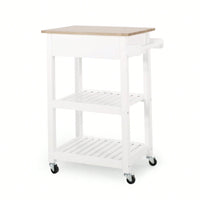 Versatile Wooden Kitchen Cart With Storage And Wheels For Easy Mobility