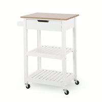 Versatile Wooden Kitchen Cart With Storage And Wheels For Easy Mobility