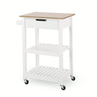 Versatile Wooden Kitchen Cart With Storage And Wheels For Easy Mobility