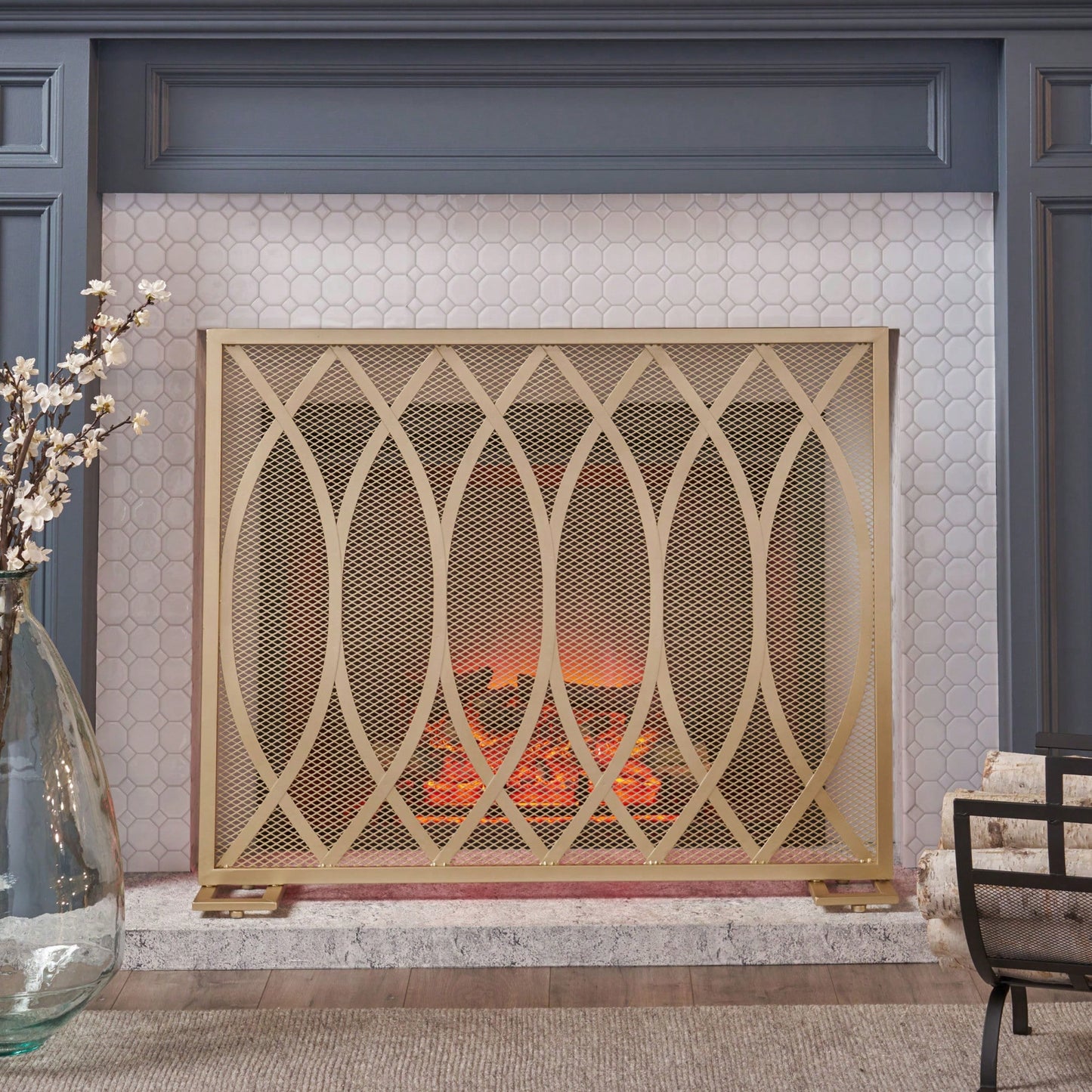 Stylish Fire Screen For Home Safety And Elegance – Decorative & Functional Fireplace Guard