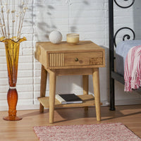 Stylish Modern Nightstand With Drawer And Open Shelf For Bedroom Storage