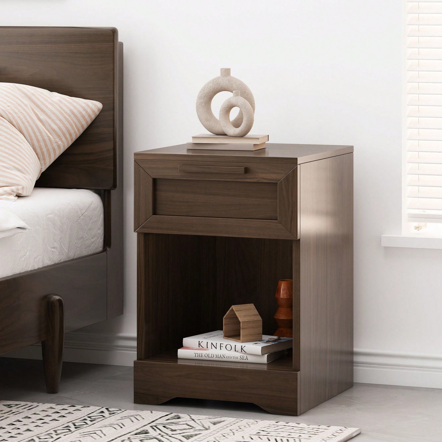 Stylish One-Drawer Nightstand For Modern Bedrooms – Sleek Storage Solution