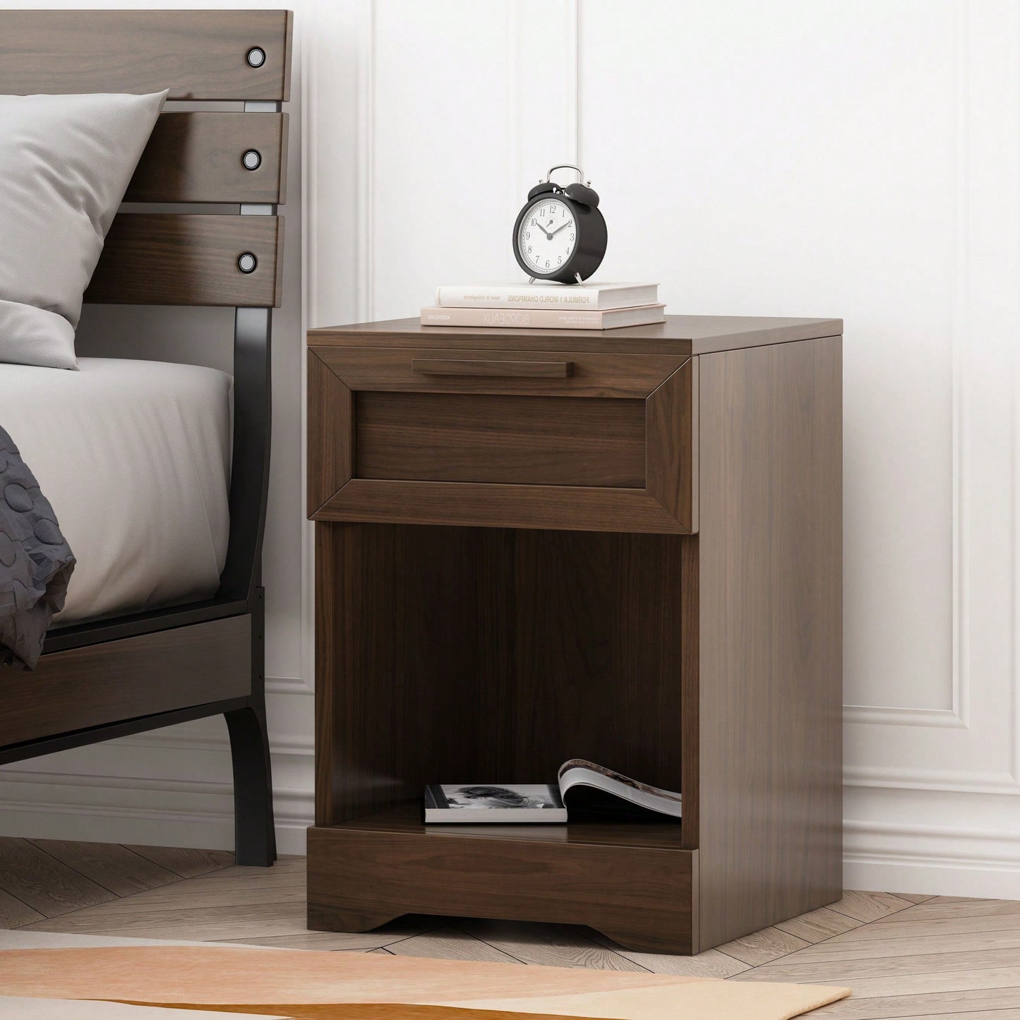 Stylish One-Drawer Nightstand For Modern Bedrooms – Sleek Storage Solution