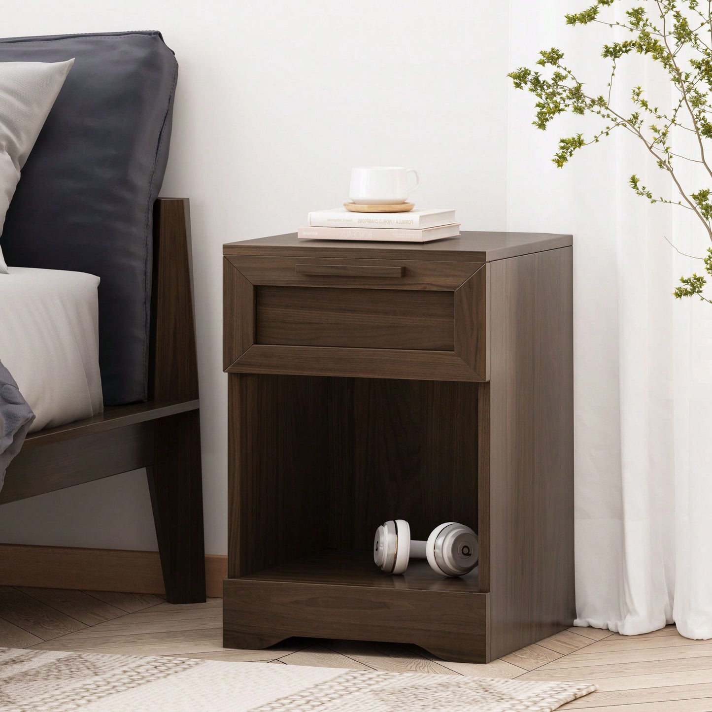 Stylish One-Drawer Nightstand For Modern Bedrooms – Sleek Storage Solution