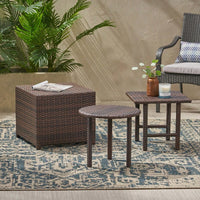 Stylish 3-Piece Modern Table Set For Indoor Or Outdoor Use