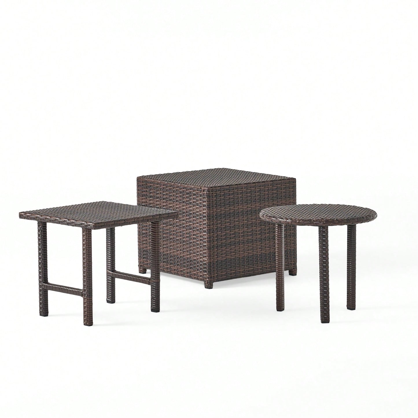 Stylish 3-Piece Modern Table Set For Indoor Or Outdoor Use