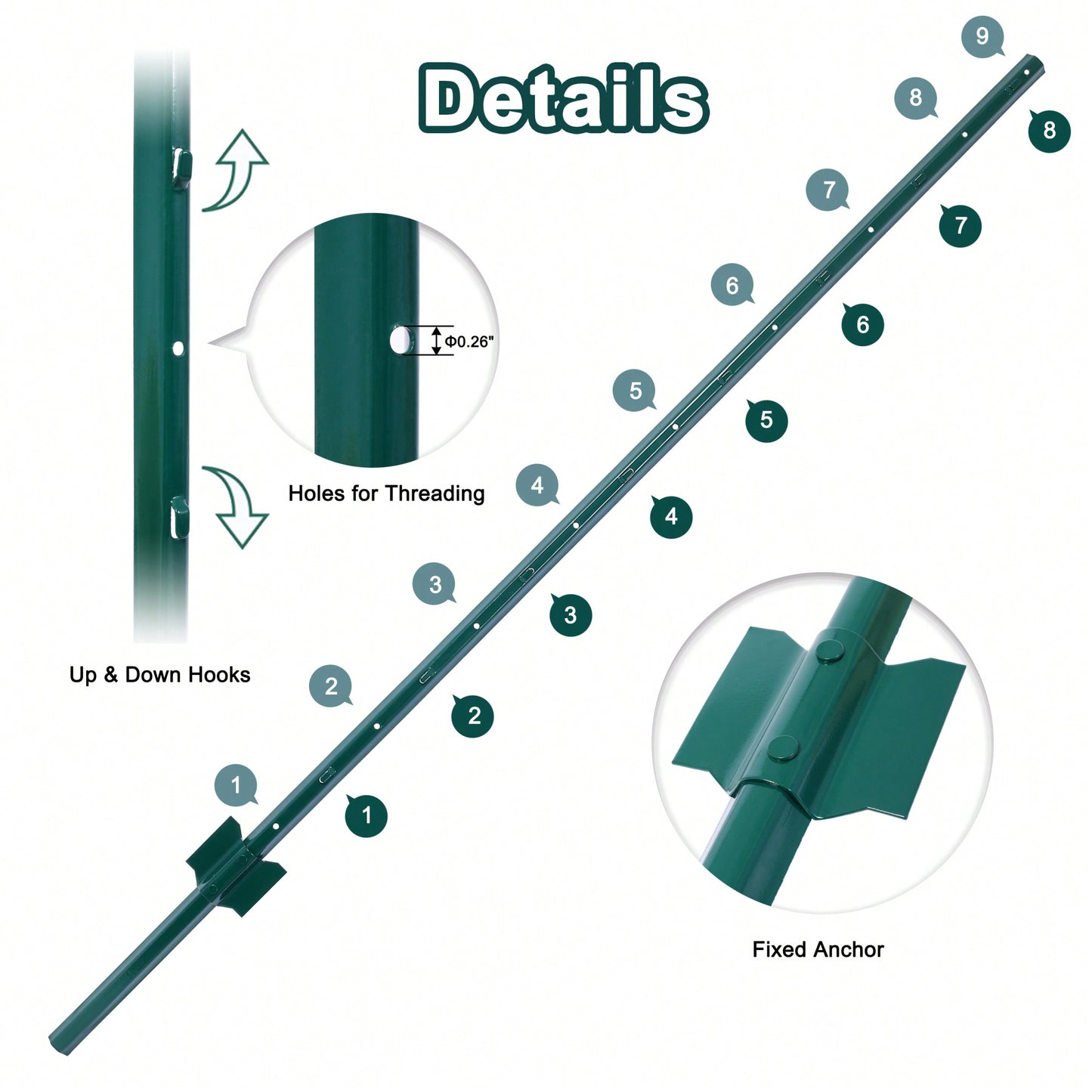 Durable 5ft Metal Fence Posts - 10 Pack U-Channel Steel Supports For Garden Wire Fencing, Corner Anchoring, And More