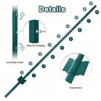 Durable 5ft Metal Fence Posts - 10 Pack U-Channel Steel Supports For Garden Wire Fencing, Corner Anchoring, And More