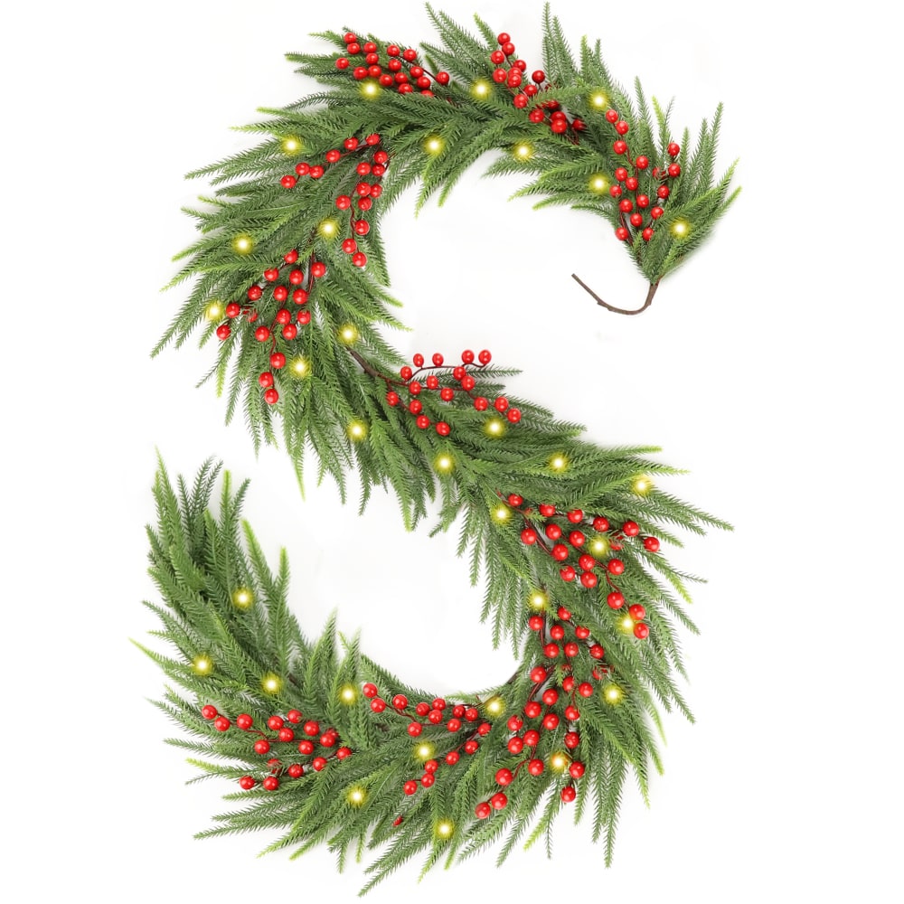 108-Inch Lighted Faux Spruce Garland For Festive Home Decor And Holiday Celebrations