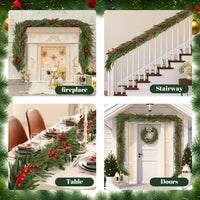 108-Inch Lighted Faux Spruce Garland For Festive Home Decor And Holiday Celebrations