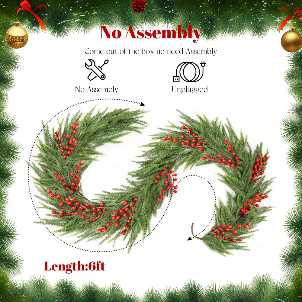 72-Inch Lighted Faux Spruce Garland For Holiday Decor And Festive Decor Enhancements