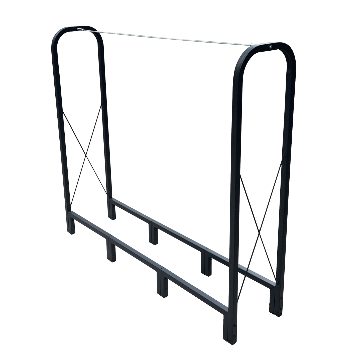 Durable 4.1ft Heavy Duty Firewood Rack For Indoor/Outdoor Use - Metal Log Storage Organizer In Matte Black