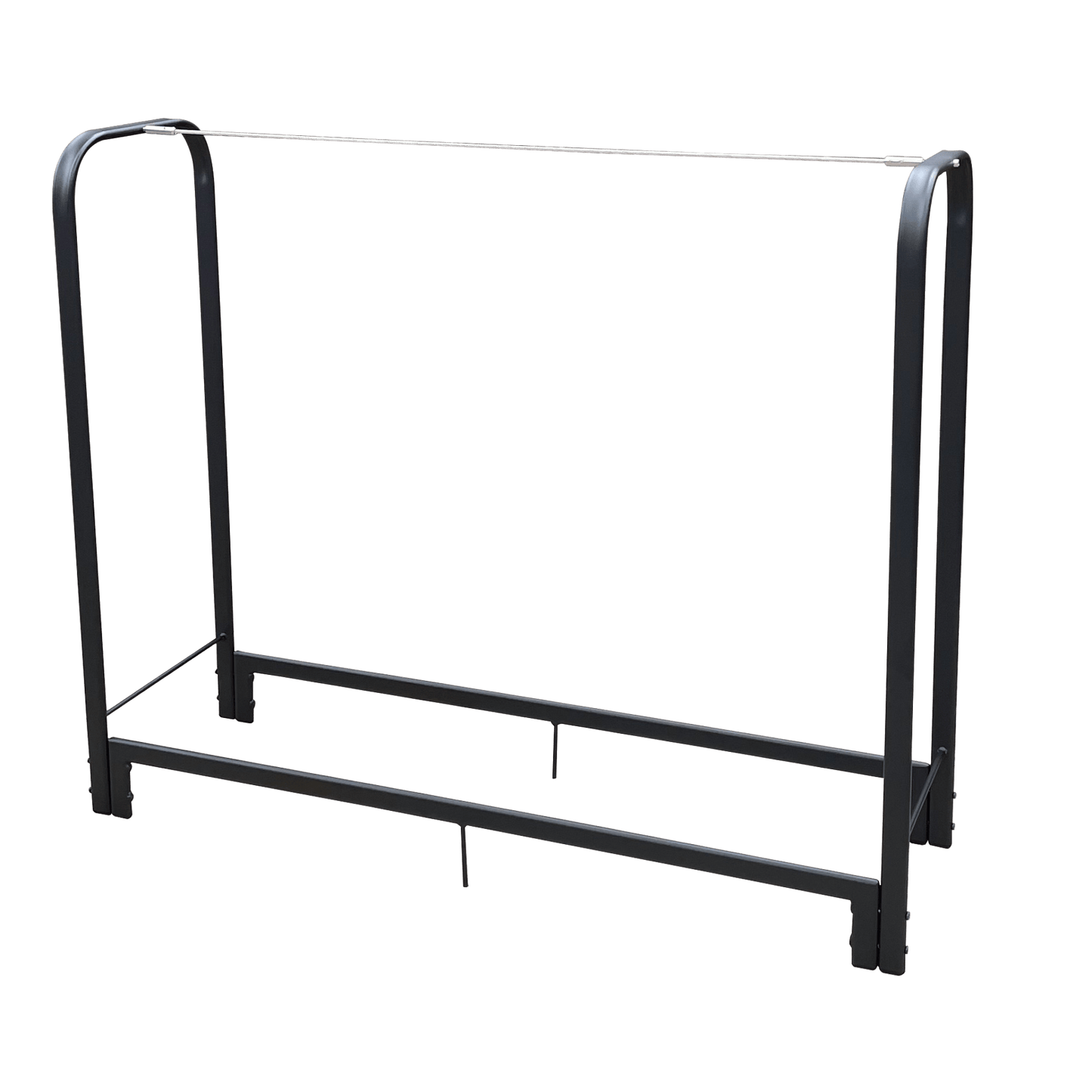 4ft Heavy Duty Firewood Rack Stand For Indoor/Outdoor Fireplace - Metal Log Storage Organizer In Matte Black