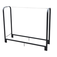 4ft Heavy Duty Firewood Rack Stand For Indoor/Outdoor Fireplace - Metal Log Storage Organizer In Matte Black