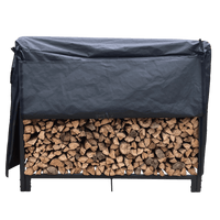 4ft Heavy Duty Firewood Rack Stand For Indoor/Outdoor Fireplace - Metal Log Storage Organizer In Matte Black