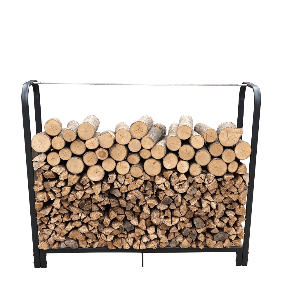 4ft Heavy Duty Firewood Rack Stand For Indoor/Outdoor Fireplace - Metal Log Storage Organizer In Matte Black