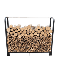 4ft Heavy Duty Firewood Rack Stand For Indoor/Outdoor Fireplace - Metal Log Storage Organizer In Matte Black