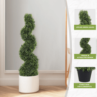 Lifelike Spiral Topiary Boxwood Silk Plant - Perfect Decorative Tree For Indoor & Outdoor Use