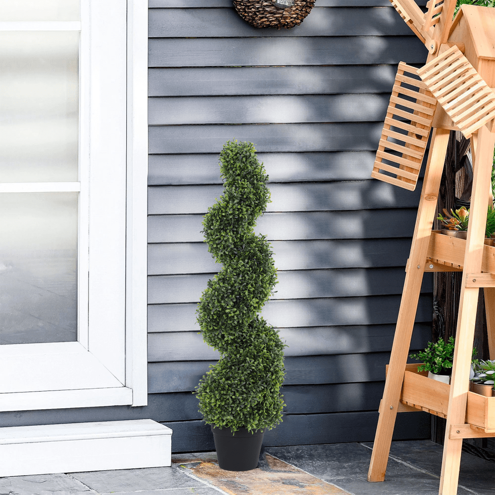 Lifelike Spiral Topiary Boxwood Silk Plant - Perfect Decorative Tree For Indoor & Outdoor Use