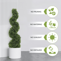 Lifelike Spiral Topiary Boxwood Silk Plant - Perfect Decorative Tree For Indoor & Outdoor Use