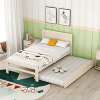 Stylish Twin Size Platform Bed Frame With Trundle In White Washed Finish - Modern Design For Space-Saving Solutions