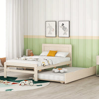 Stylish Twin Size Platform Bed Frame With Trundle In White Washed Finish - Modern Design For Space-Saving Solutions