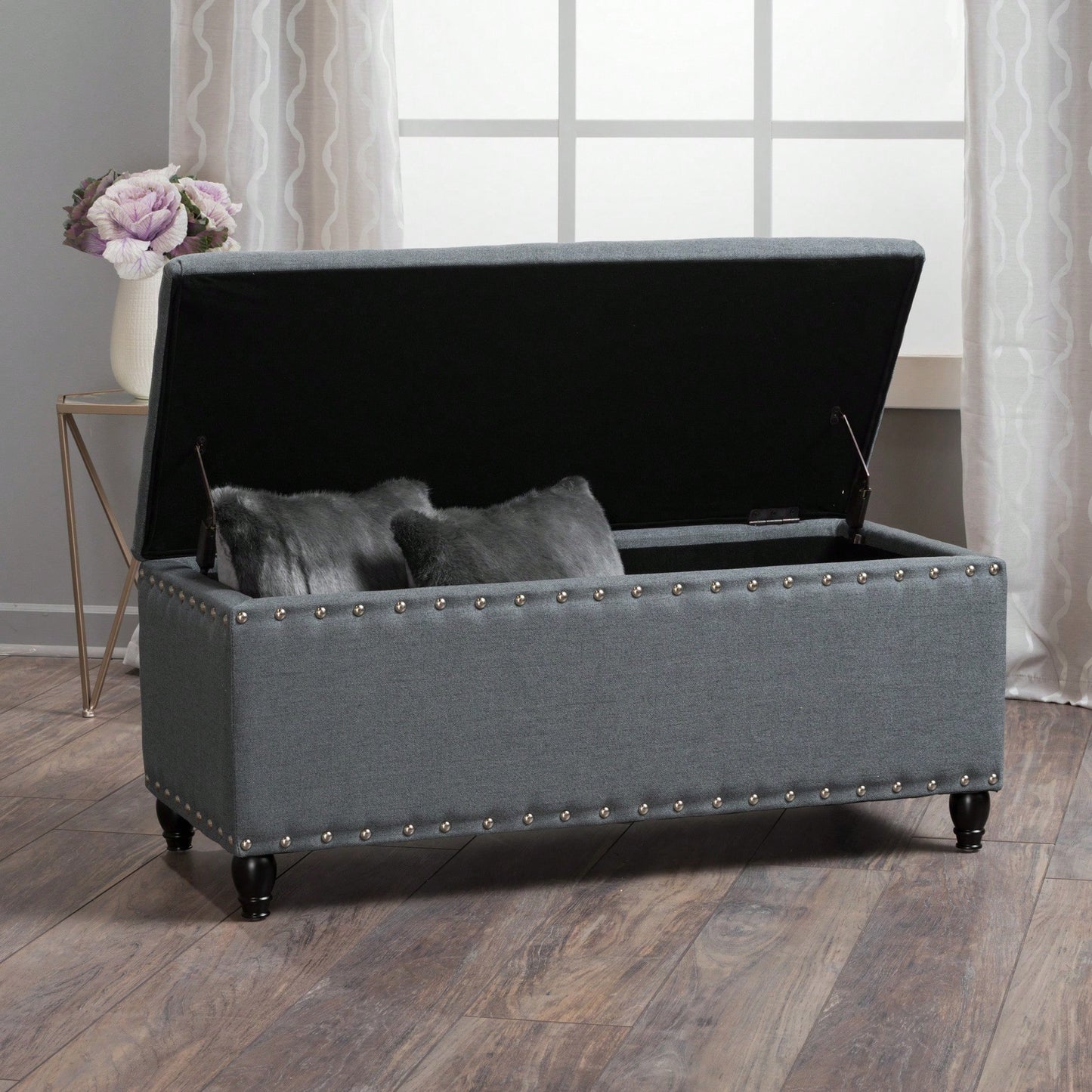 Stylish Storage Ottoman With Comfortable Seating And Hidden Compartment For Organized Living Spaces