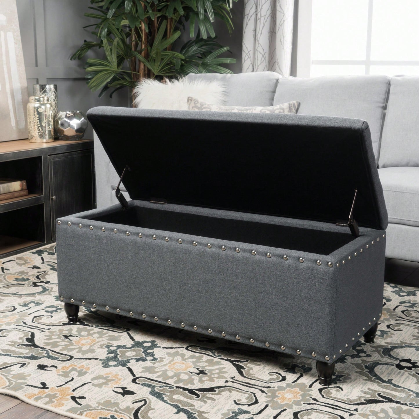 Stylish Storage Ottoman With Comfortable Seating And Hidden Compartment For Organized Living Spaces