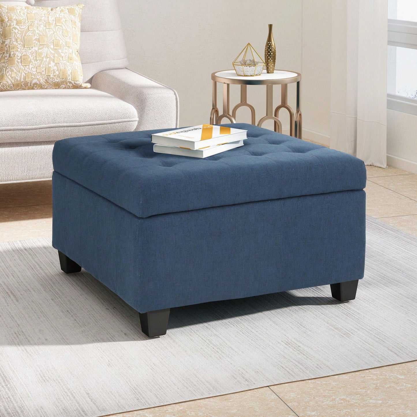 Elegant Velvet Storage Ottoman With Chic Tufted Design For Living Room And Bedroom Decor