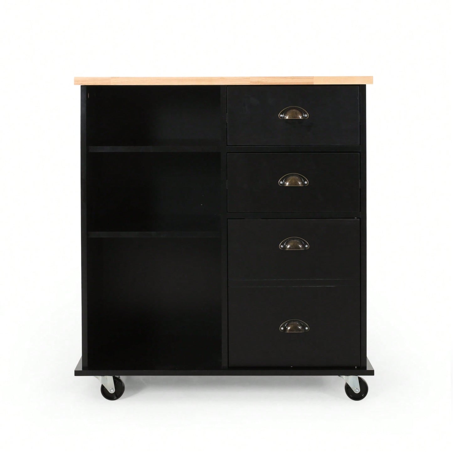 Versatile Kitchen Cart With Double Drawers And Single Door For Storage And Organization