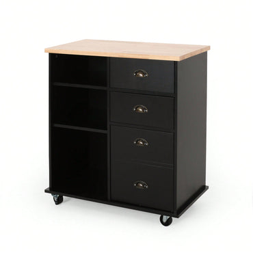 Versatile Kitchen Cart With Double Drawers And Single Door For Storage And Organization