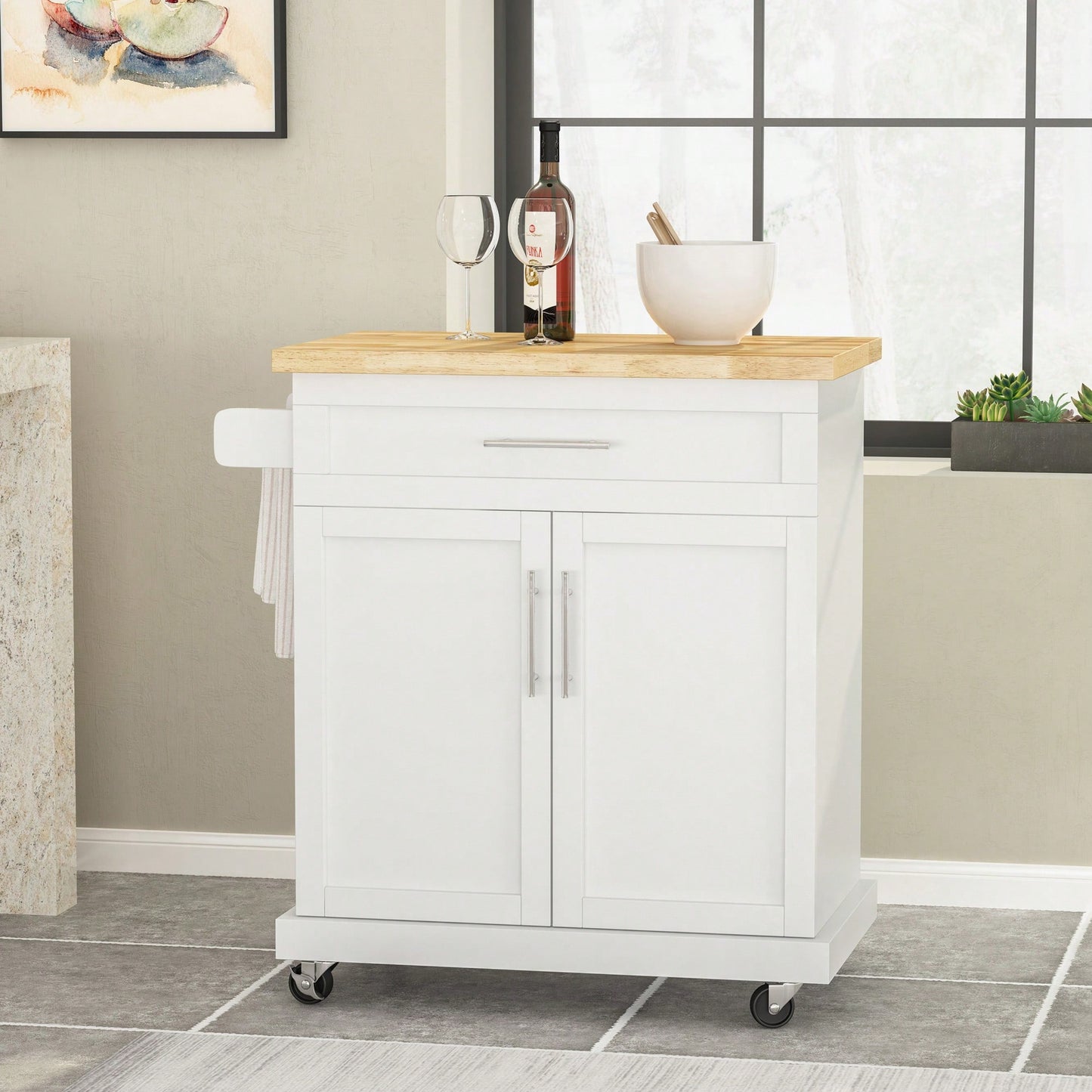 Versatile Kitchen Cart With Ample Storage And Stylish Design For Easy Meal Prep And Organization