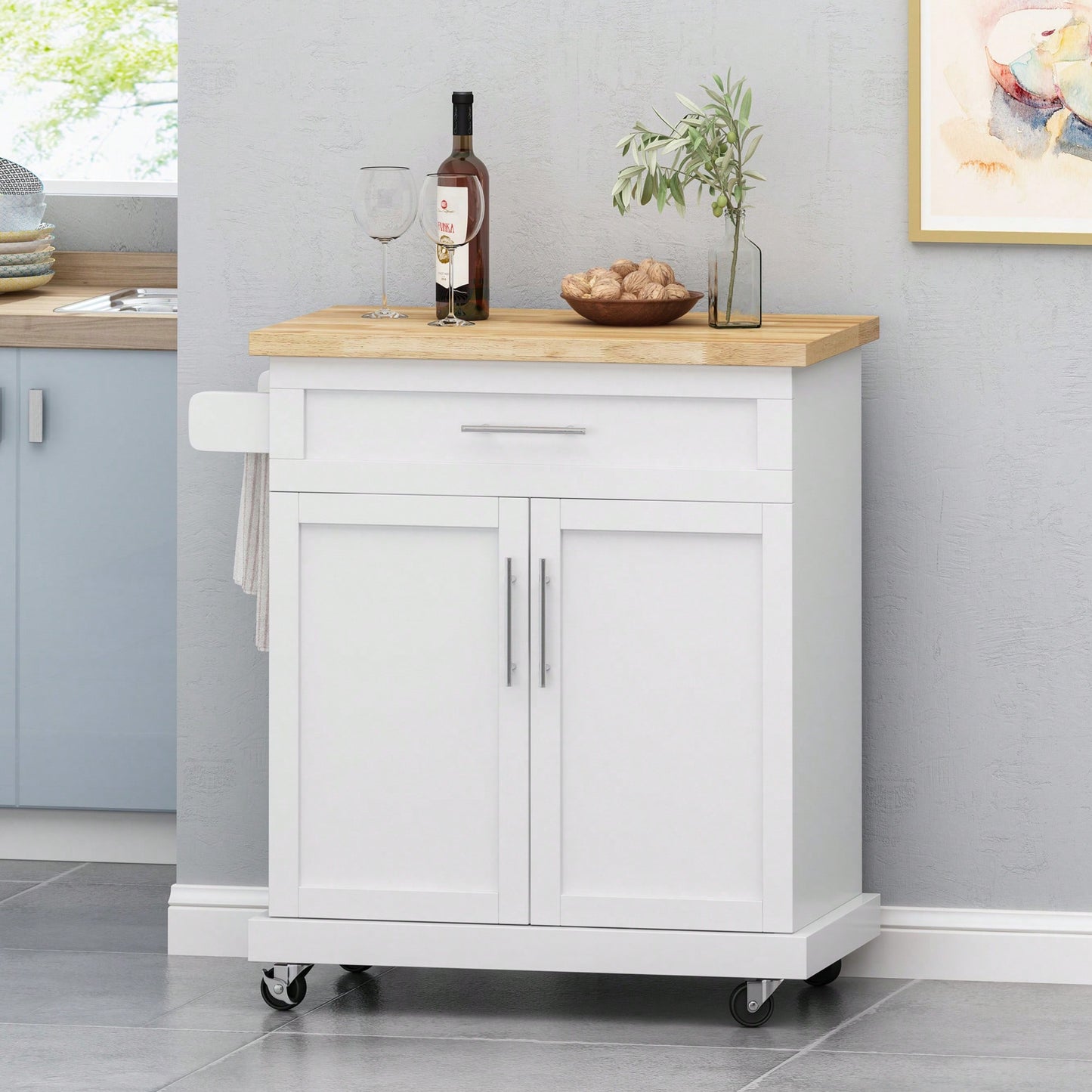 Versatile Kitchen Cart With Ample Storage And Stylish Design For Easy Meal Prep And Organization