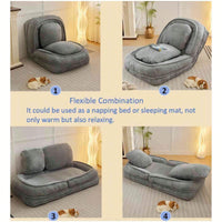 Versatile Human Dog Bed And Lazy Sofa Couch With 5 Adjustable Positions - Perfect For Bedroom Or Living Room, Space-Saving Gray Design