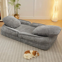 Versatile Human Dog Bed And Lazy Sofa Couch With 5 Adjustable Positions - Perfect For Bedroom Or Living Room, Space-Saving Gray Design