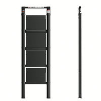 4-Step Folding Ladder With Retractable Handgrip And Anti-Slip Wide Pedal – Durable Aluminum Design, Supports 300lbs For Safe Household Use