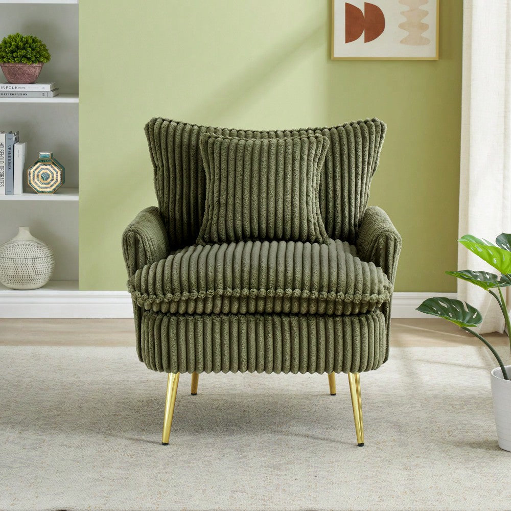 Stylish 30.31-Inch Green Corduroy Sofa Chair - Soft, Comfortable Seating For Apartment, Office, Living Room, Bedroom, And Meeting Room