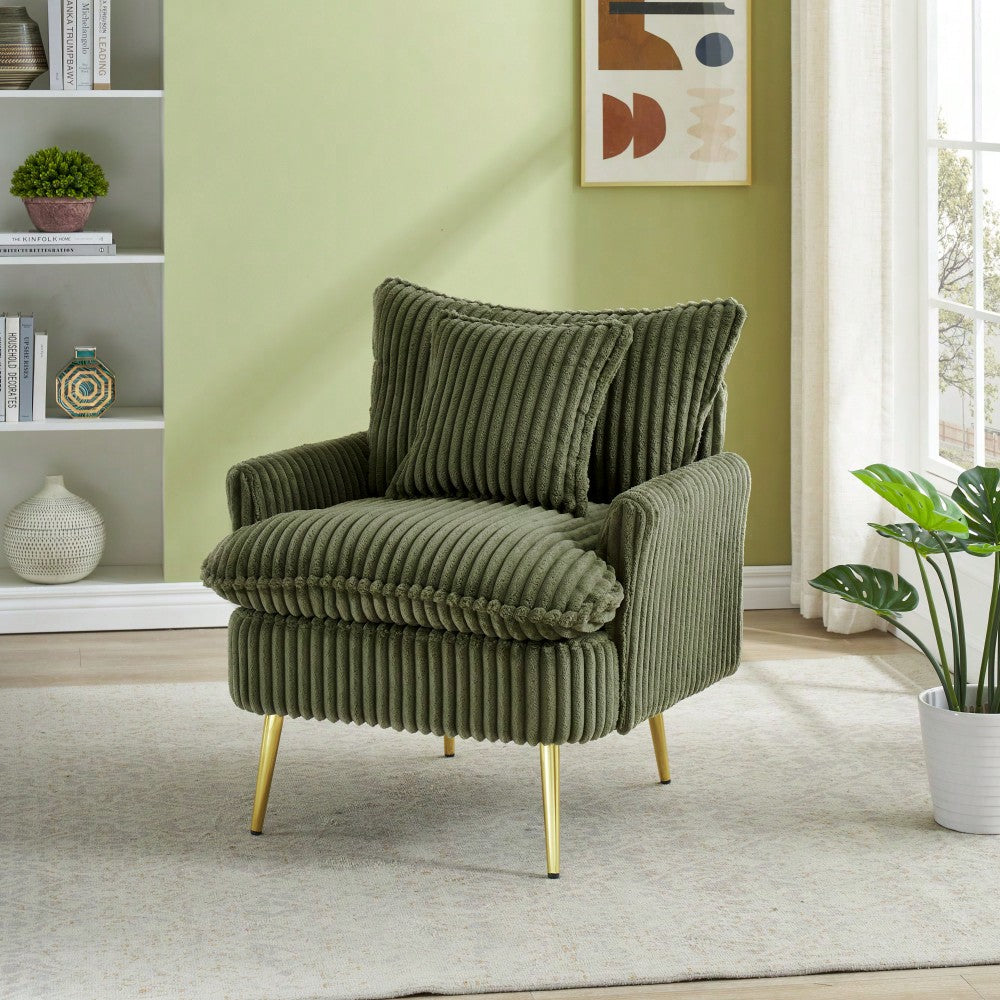 Stylish 30.31-Inch Green Corduroy Sofa Chair - Soft, Comfortable Seating For Apartment, Office, Living Room, Bedroom, And Meeting Room