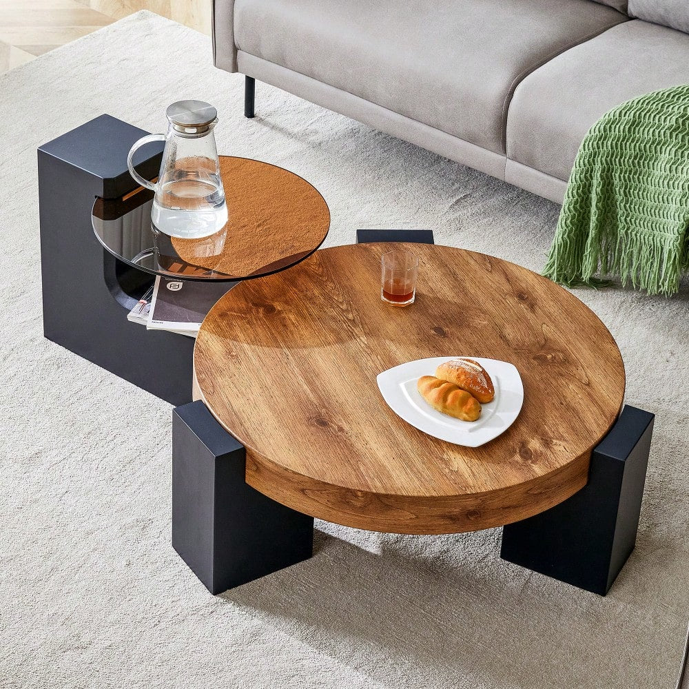 Versatile Detachable Double-Decker Coffee Table - Stylish Design For Flexible Space Utilization In Any Setting