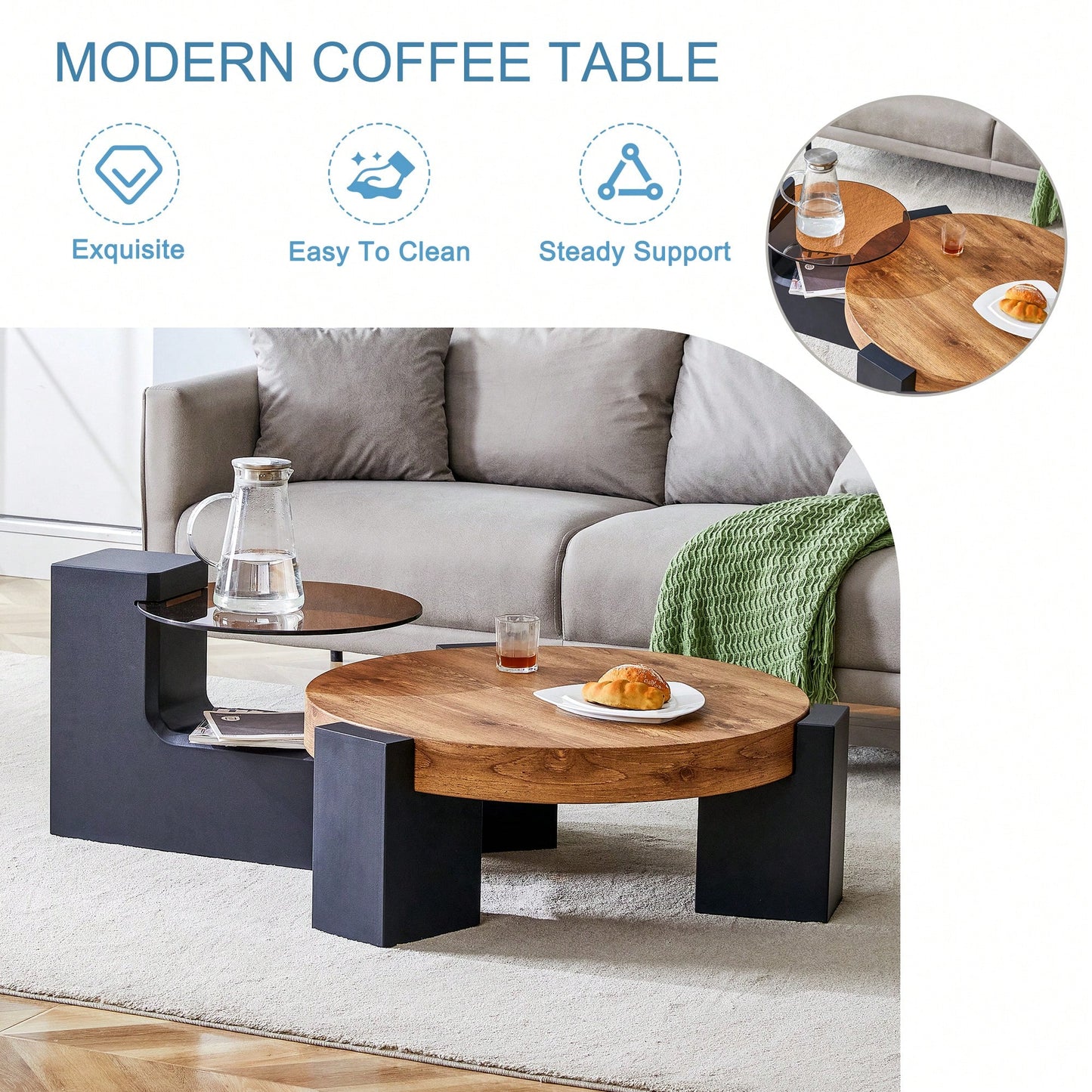 Versatile Detachable Double-Decker Coffee Table - Stylish Design For Flexible Space Utilization In Any Setting