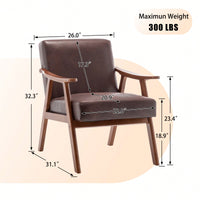 Elegant Mid-Century Modern Accent Chair With Solid Wood Frame And Extra-Thick Backrest For Living Room, Bedroom, Or Reading Nook