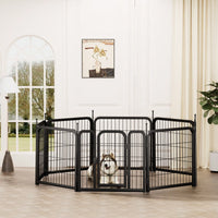 Portable 8-Panel 24 Inch Dog Playpen for Small Pets Ideal for Indoor Outdoor Use Compact Design Black Finish