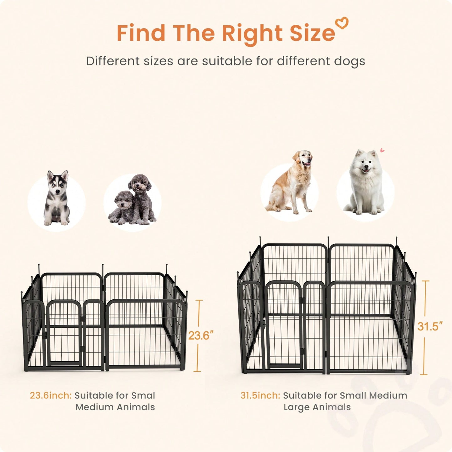 Portable 8-Panel 24 Inch Dog Playpen for Small Pets Ideal for Indoor Outdoor Use Compact Design Black Finish