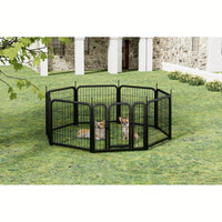 Portable 8-Panel 24 Inch Dog Playpen for Small Pets Ideal for Indoor Outdoor Use Compact Design Black Finish